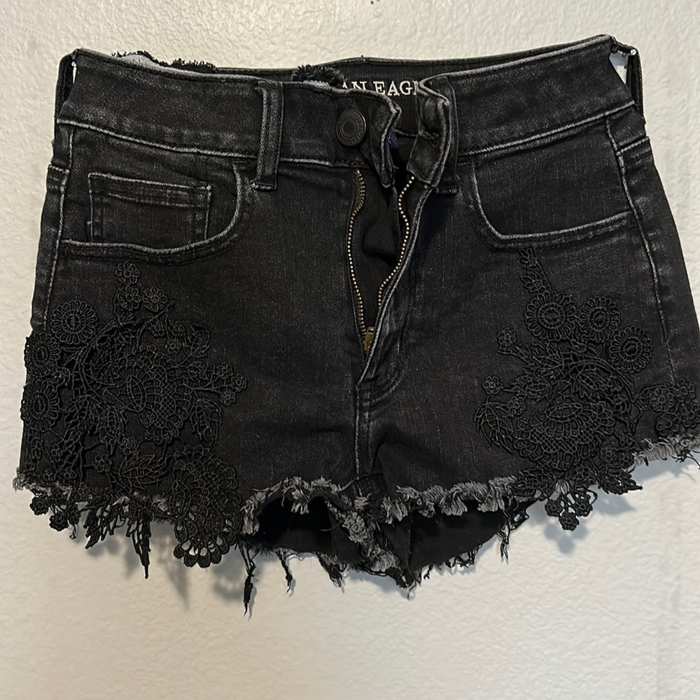 Like new American eagle black denim shorts*